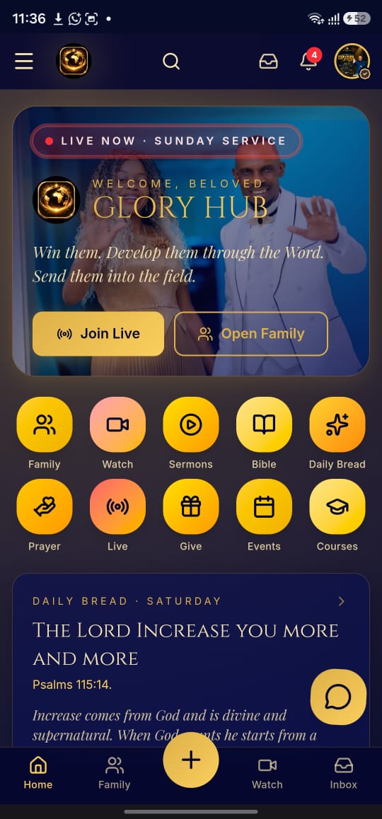 Glory Hub app screenshot
